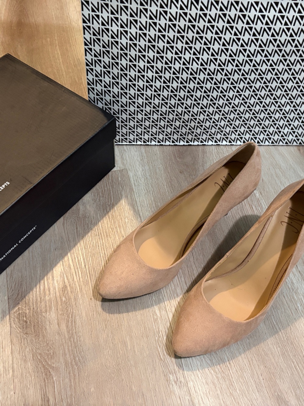 INC International Concepts Women's Pointed Toe Flats - Tan Suede